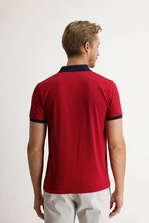Light Burgundy Polo Collar Slim Fit Patterned T-shirt