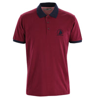 Dark Burgundy Polo Collar Slim Fit Patterned T-shirt