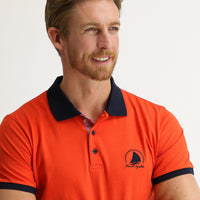 Medium Orange Polo Collar Slim Fit Patterned T-shirt