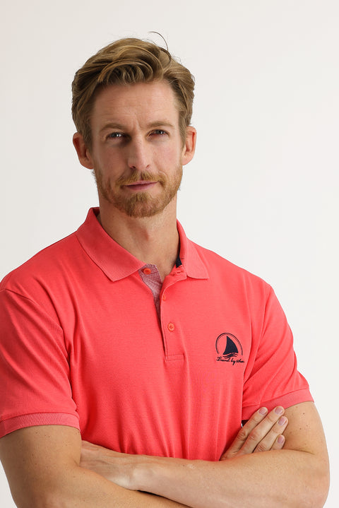 Pomegranate Blossom Polo Collar Slim Fit Narrow Cut T-shirt