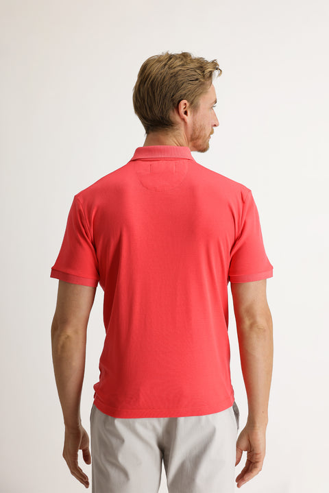 Pomegranate Blossom Polo Collar Slim Fit Narrow Cut T-shirt