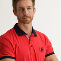 Dark Pomegranate Blossom Polo Collar Slim Fit Narrow Cut Patterned T-shirt