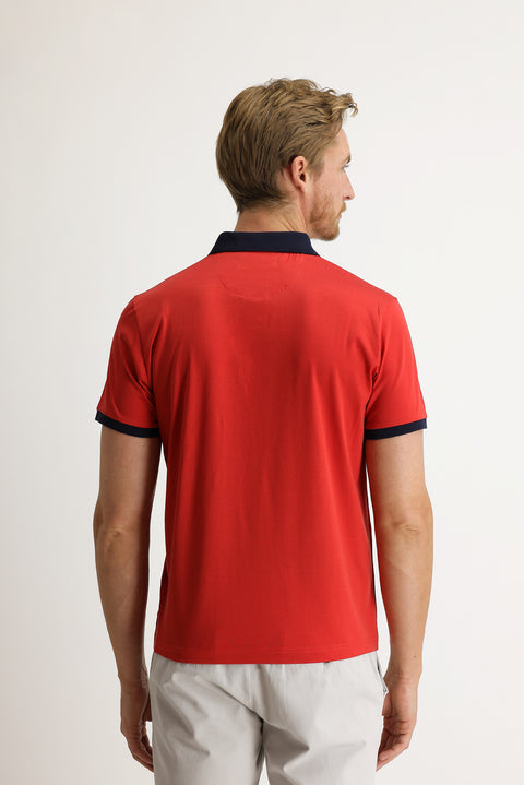 Terracotta Polo Collar Slim Fit Narrow Cut Patterned T-shirt