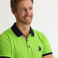 Pistachio Green Polo Collar Slim Fit Patterned T-shirt