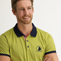 Olive Green Polo Collar Slim Fit Patterned T-shirt