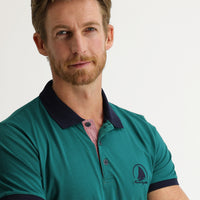Dark Green Polo Collar Slim Fit Patterned T-shirt