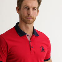 Dark Red Polo Collar Slim Fit Patterned T-shirt