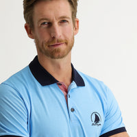 Medium Turquoise Polo Collar Slim Fit Patterned T-shirt