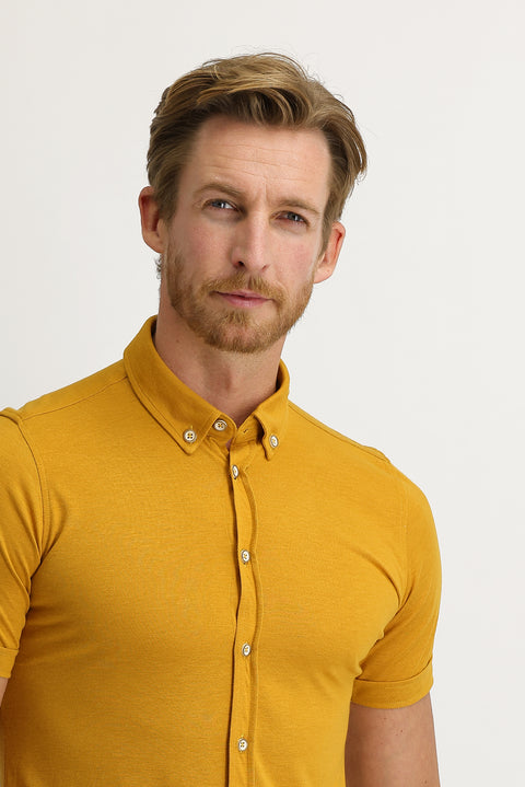Mustard Polo Collar Shirt T-shirt