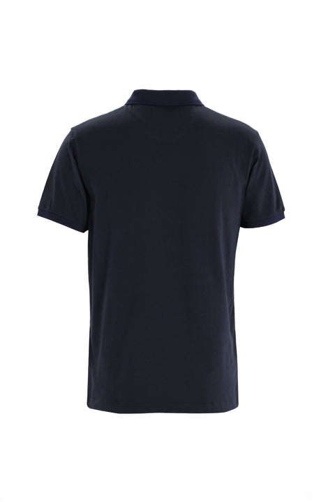Black Polo Collar Slim Fit Patterned Cotton T-shirt