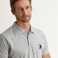 Medium Grey Polo Collar Slim Fit Patterned Cotton T-shirt