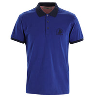 Aqua Blue Polo Collar Slim Fit Narrow Cut Patterned Cotton T-shirt
