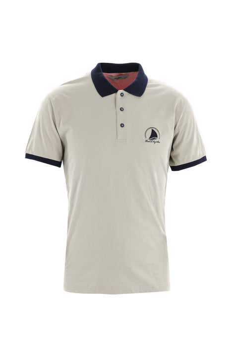 Stone Collar Polo Slim Fit Narrow Cut Patterned Cotton T-shirt