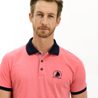 Fuchsia Polo Collar Slim Fit Narrow Cut Patterned Cotton T-shirt
