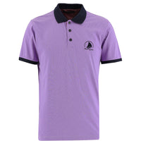 Lilac Polo Collar Slim Fit Narrow Cut Patterned Cotton T-shirt