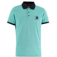 Mint Green Polo Collar Slim Fit Patterned Cotton T-shirt
