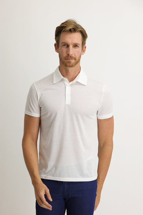 Off-White Polo Collar Slim Fit Cotton T-Shirt
