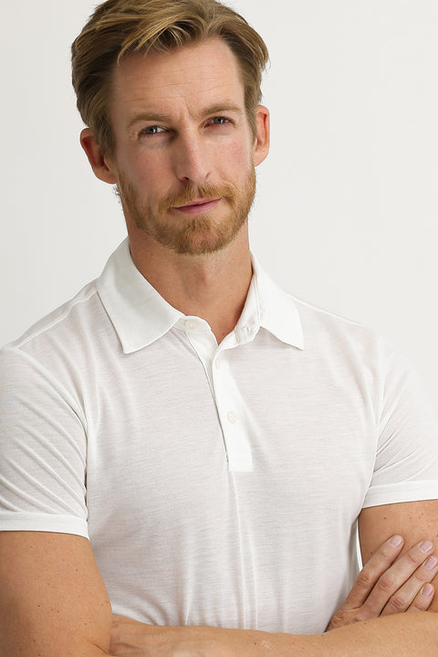 Off-White Polo Collar Slim Fit Cotton T-Shirt