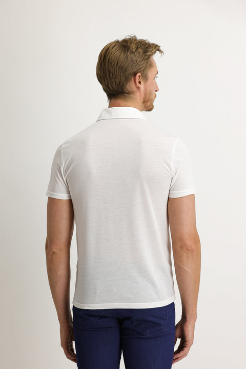 Off-White Polo Collar Slim Fit Cotton T-Shirt