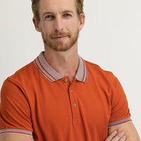 Terracotta Polo Collar Slim Fit Narrow Cut Cotton T-Shirt