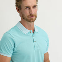 Mint Green Polo Collar Slim Fit Cotton T-Shirt