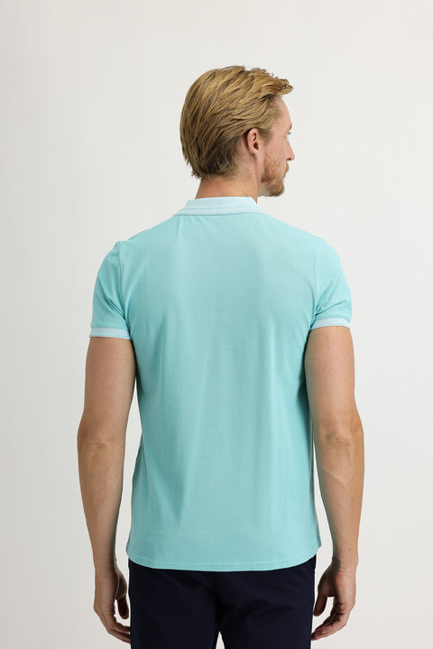 Mint Green Polo Collar Slim Fit Cotton T-Shirt