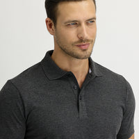 Marengo Polo Yaka Slim Fit Dar Kesim Nakışlı Tişört
