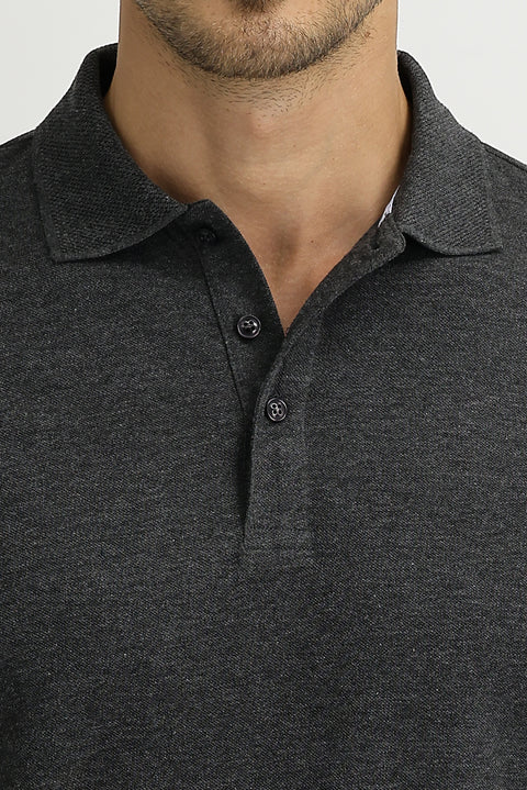 Marengo Polo Yaka Slim Fit Dar Kesim Nakışlı Tişört