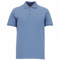 Sky Blue Polo Collar Slim Fit Embroidered Cotton T-Shirt