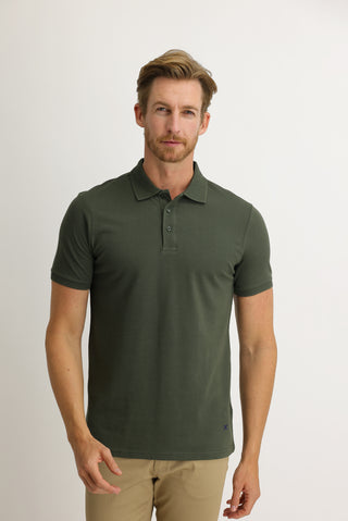 Asker Haki Polo Yaka Slim Fit Dar Kesim Tişört