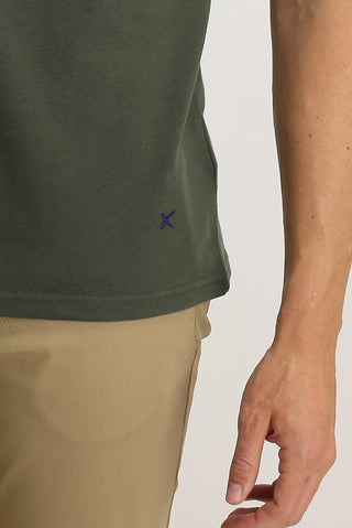  Asker Haki Polo Yaka Slim Fit Dar Kesim Tişört