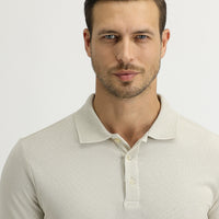 Stone Embroidered Cotton T-Shirt with Polo Collar and Slim Fit