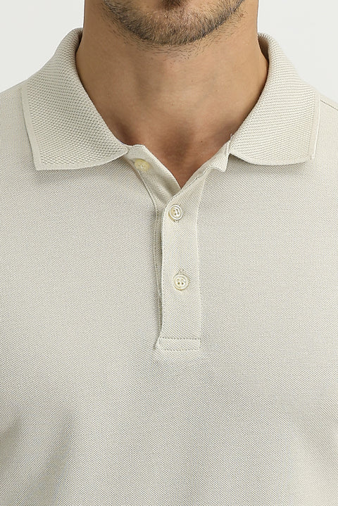 Stone Embroidered Cotton T-Shirt with Polo Collar and Slim Fit