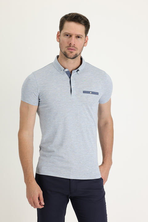 Light Blue Polo Shirt Slim Fit