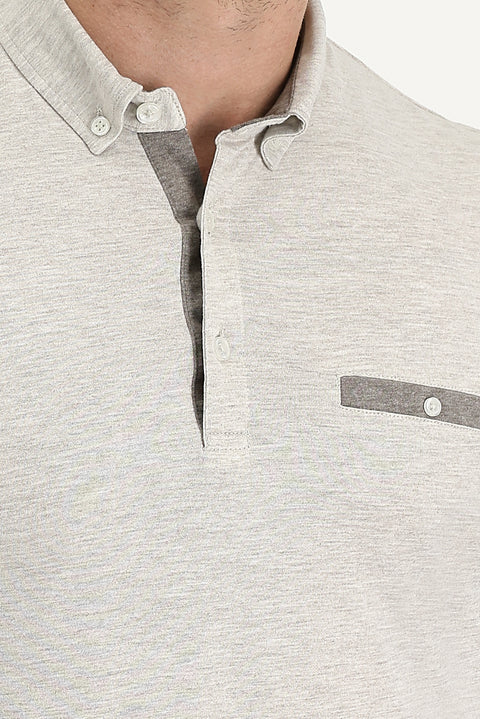 Light Brown Polo Collar Slim Fit T-shirt