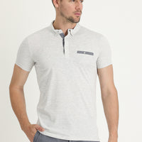Cream Polo Collar Slim Fit T-shirt
