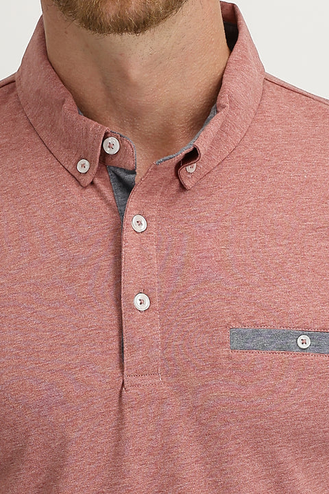 Light Burgundy Polo Collar Slim Fit T-shirt