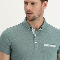 Sea Green Polo Neck Slim Fit Cotton T-Shirt