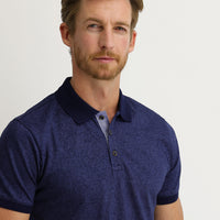 Dark Navy Polo Shirt, Slim Fit, Narrow Cut, Patterned T-shirt