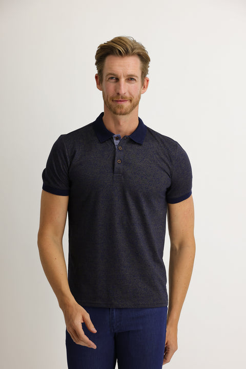Dark Brown Polo Collar Slim Fit Patterned T-shirt