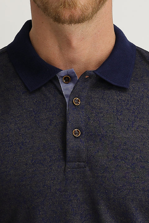 Dark Brown Polo Collar Slim Fit Patterned T-shirt