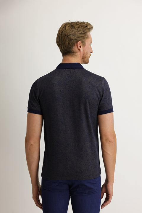 Dark Brown Polo Collar Slim Fit Patterned T-shirt
