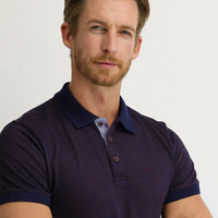 Dark Red Polo Collar Slim Fit Patterned T-shirt