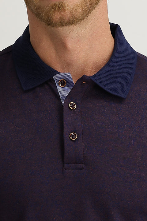 Dark Red Polo Collar Slim Fit Patterned T-shirt
