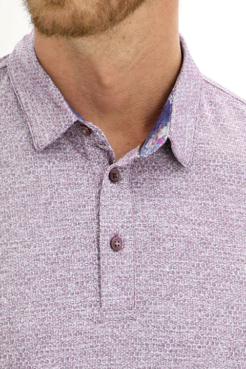 Medium Purple Polo Collar Slim Fit Narrow Cut T-Shirt