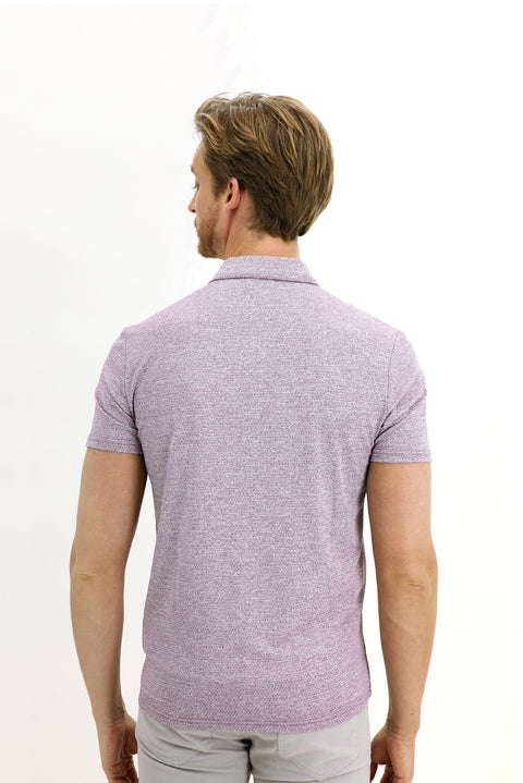 Medium Purple Polo Collar Slim Fit Narrow Cut T-Shirt