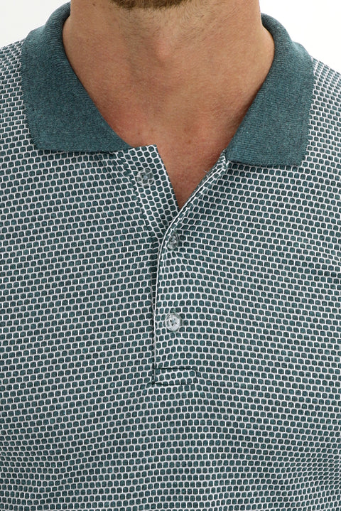 Petrol Green Polo Shirt Slim Fit Patterned T-Shirt