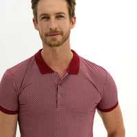 Light Burgundy Polo Collar Slim Fit Patterned T-shirt