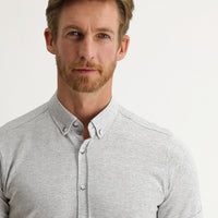 Medium Grey Polo Collar Slim Fit Patterned Cotton Shirt Cotton T-shirt