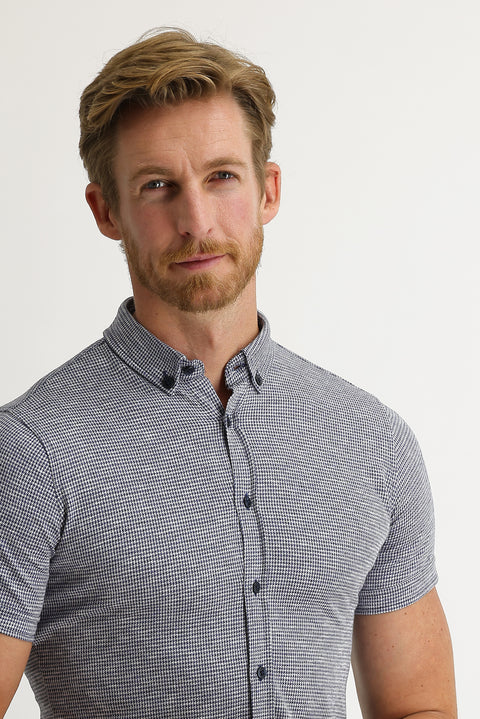 Medium Navy Polo Collar Cotton Shirt Cotton T-shirt